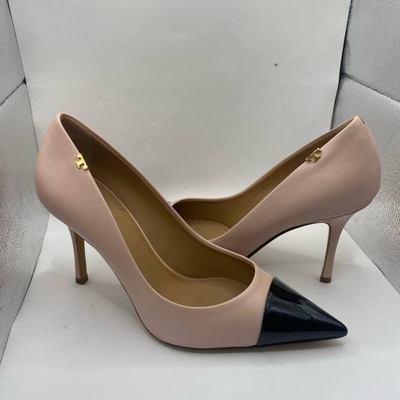 Tory Burch Shoes - Tory Burch Pink/Black Patent and Leather Penelope Pumps Size 8